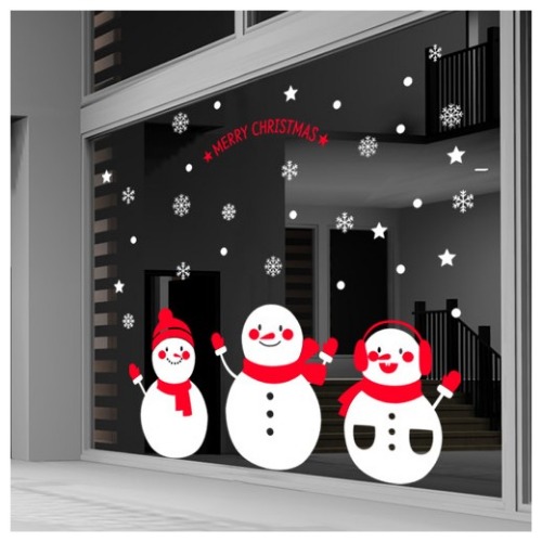그래픽스티커,cc490-눈사람들(대형)_크리스마스스티커,크리스마스,스티커,데코,꾸미기,인테리어,포인트,눈사람,눈,눈꽃,메리크리스마스