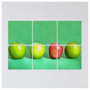 멀티액자,if480-멀티액자_네개의사과,음식,채소,과일,사과,풋사과,빨간사과,껍질,사과껍질,사과꼭지,수채화