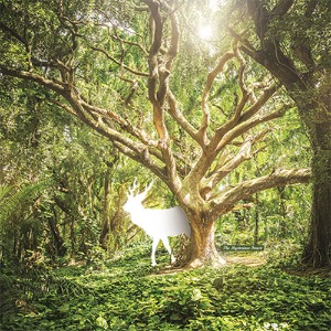 [나무자전거]뮤럴벽지 [ALL]신비의숲 (A타입) 15370 사슴실루엣 자연풍경, 나무자전거