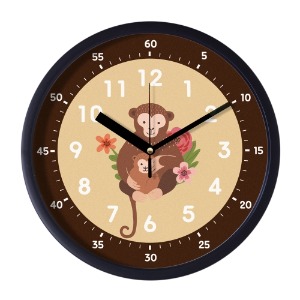 [나무자전거]디자인벽시계[BZ]045 교육용벽시계,원숭이가족-무소음, 나무자전거