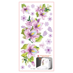 [나무자전거]욕실주방데코스티커 uni-T 17065 수채화분홍꽃(2장구성), 나무자전거