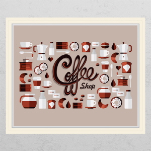 [나무자전거]뮤럴시트지[GG] ch094-Coffee Illustration_창문그림액자, 나무자전거