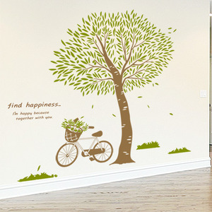 나무자전거 그래픽스티커[GG] ih562-자전거가있는 올리브나무, 나무자전거
