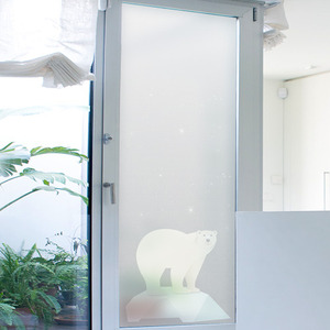 나무자전거 창문 유리창 안개시트지 [GG] cb108-별빛아래북극곰, 나무자전거