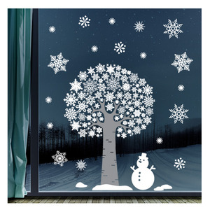 [나무자전거]크리스마스포인트데코스티커 uni 눈꽃 눈꽃나무[1매] FDX-2105, 나무자전거