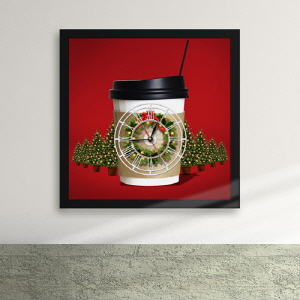 [나무자전거]인테리어액자시계 [GG] iz164-행복한 크리스마스엔 커피와 함께, 나무자전거