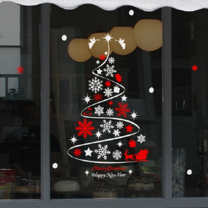 [나무자전거]그래픽스티커[GG] ph135-크리스마스눈꽃트리(2톤), 나무자전거