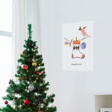 [나무자전거]크리스마스포인트뮤럴시트지[huea] cm_117-whg(접착)선물양말, 나무자전거