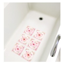 [나무자전거]욕실논슬립스티커 uni-N 32115 블링블링분홍꽃(6매)/야광, 나무자전거