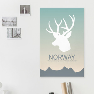 [나무자전거] 디자인캔버스액자 [wooa] 노르웨이의 사슴 /심플/아트/모던, 나무자전거