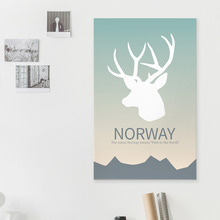 [나무자전거] 디자인캔버스액자 [wooa] 노르웨이의 사슴 /심플/아트/모던, 나무자전거