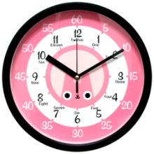 [나무자전거]디자인벽시계[BZ]001 교육용벽시계,핑크토끼-무소음, 나무자전거